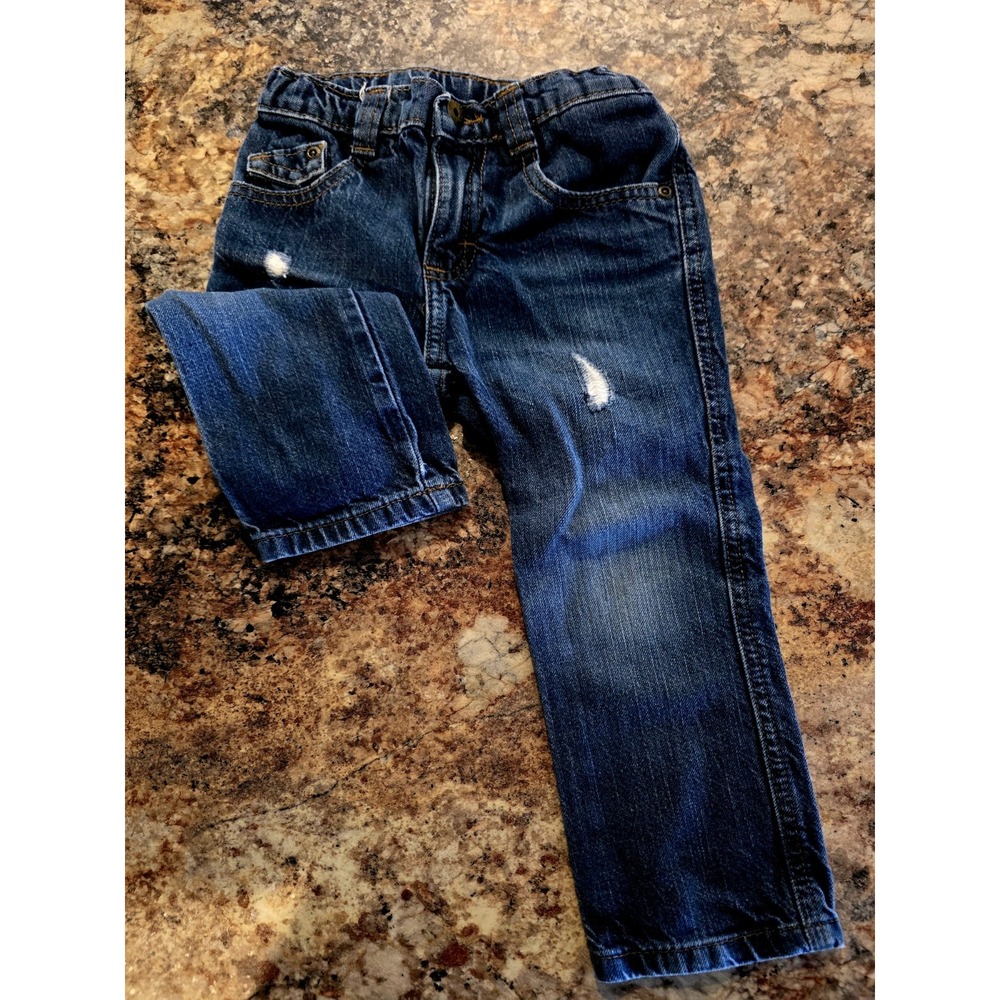 Wrangler Kids Size 4T Jeans With Belt Staright Leg Denim Blue Boys Girls